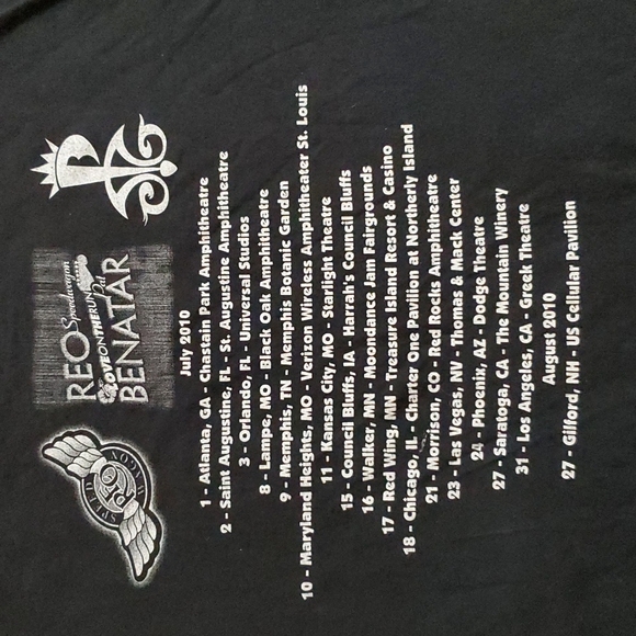 REO SPEEDWAGON PAT BENATAR 2010 Greek Theater Los Angeles concert tee 1X - Picture 4 of 10